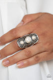 Stone Oracle - White Ring - Paparazzi Accessories Ring Bedazzle Me Pretty Mobile Fashion Boutique