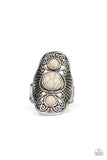 Stone Oracle - White Ring - Paparazzi Accessories Ring Bedazzle Me Pretty Mobile Fashion Boutique