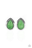 Stone Spectacular- Green Earrings - Paparazzi Accessories Earrings Bedazzle Me Pretty Mobile Fashion Boutique