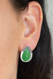 Stone Spectacular- Green Earrings - Paparazzi Accessories Earrings Bedazzle Me Pretty Mobile Fashion Boutique