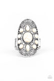 Stone Sunrise - White Ring - Paparazzi Accessories Ring Bedazzle Me Pretty Mobile Fashion Boutique
