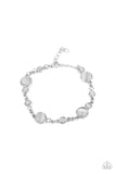 Storybook Beam - White Bracelet - Paparazzi Accessories Bracelet Bedazzle Me Pretty Mobile Fashion Boutique