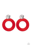 Strategically Sassy - Red Post Earrings - Paparazzi Accessories Post Earrings Bedazzle Me Pretty Mobile Fashion Boutique