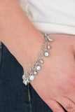 Stratosphere Shimmer - White Bracelet - Paparazzi Accessories Bracelet Bedazzle Me Pretty Mobile Fashion Boutique