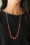 Stratosphere Sparkle - Red Necklace - Paparazzi Accessories Necklace Bedazzle Me Pretty Mobile Fashion Boutique