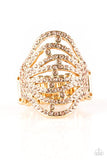 Stratospheric - Gold Ring - Paparazzi Accessories Ring Bedazzle Me Pretty Mobile Fashion Boutique