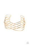 Strike Out Shimmer - Gold Bracelet - Paparazzi Accessories Bracelet Bedazzle Me Pretty Mobile Fashion Boutique