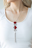 STRIPE Up a Conversation - Red Necklace - Paparazzi Accessories Necklace Bedazzle Me Pretty Mobile Fashion Boutique