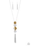 STRIPE Up a Conversation - Yellow Necklace - Paparazzi Accessories Necklace Bedazzle Me Pretty Mobile Fashion Boutique