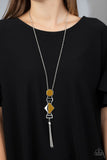 STRIPE Up a Conversation - Yellow Necklace - Paparazzi Accessories Necklace Bedazzle Me Pretty Mobile Fashion Boutique