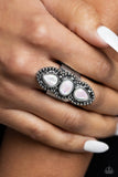 Strut Your STUDS - White Ring - Paparazzi Accessories Ring Bedazzle Me Pretty Mobile Fashion Boutique