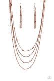 Studded Shimmer - Copper Necklace - Paparazzi Accessories Necklace Bedazzle Me Pretty Mobile Fashion Boutique