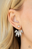 Stunningly Striking - White Earrings - Paparazzi Accessories Earrings Bedazzle Me Pretty Mobile Fashion Boutique