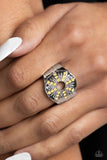 Stylish Sunbeams - Yellow Ring - Paparazzi Accessories Ring Bedazzle Me Pretty Mobile Fashion Boutique