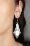 Stylishly Sonoran - White Earrings - Paparazzi Accessories Earrings Bedazzle Me Pretty Mobile Fashion Boutique
