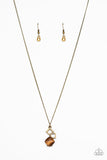 Stylishly Square - Brass Necklace - Paparazzi Accessories Necklace Bedazzle Me Pretty Mobile Fashion Boutique