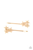 Suddenly Starstruck - Gold Hair Clip - Paparazzi Accessories Hair Clip Bedazzle Me Pretty Mobile Fashion Boutique