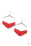 Suede Solstice - Red Earrings - Paparazzi Accessories Earrings Bedazzle Me Pretty Mobile Fashion Boutique