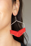 Suede Solstice - Red Earrings - Paparazzi Accessories Earrings Bedazzle Me Pretty Mobile Fashion Boutique