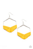 Suede Solstice - Yellow Earrings - Paparazzi Accessories Earrings Bedazzle Me Pretty Mobile Fashion Boutique
