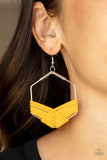 Suede Solstice - Yellow Earrings - Paparazzi Accessories Earrings Bedazzle Me Pretty Mobile Fashion Boutique