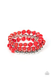 Summer Sabbatical - Red Bracelet - Paparazzi Accessories Bracelet Bedazzle Me Pretty Mobile Fashion Boutique