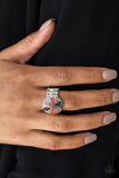 Summer Sandcastles - Red Ring - Paparazzi Accessories Ring Bedazzle Me Pretty Mobile Fashion Boutique