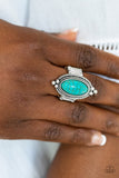 Summer Sandstone - Blue Ring - Paparazzi Accessories Ring Bedazzle Me Pretty Mobile Fashion Boutique