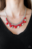 Summer Showdown - Red Necklace - Paparazzi Accessories Necklace Bedazzle Me Pretty Mobile Fashion Boutique