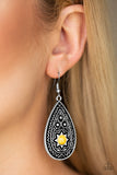 Summer Sol - Yellow Earrings - Paparazzi Accessories Earrings Bedazzle Me Pretty Mobile Fashion Boutique