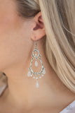 Summer Sorbet - White Earrings - Paparazzi Accessories Earrings Bedazzle Me Pretty Mobile Fashion Boutique