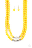 Summer Splash - Yellow Necklace - Paparazzi Accessories Necklace Bedazzle Me Pretty Mobile Fashion Boutique