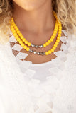 Summer Splash - Yellow Necklace - Paparazzi Accessories Necklace Bedazzle Me Pretty Mobile Fashion Boutique