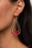 Summer Staycation - Red Earrings - Paparazzi Accessories Earrings Bedazzle Me Pretty Mobile Fashion Boutique