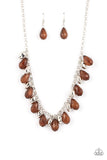 Summertime Tryst - Brown Necklace - Paparazzi Accessories Necklace Bedazzle Me Pretty Mobile Fashion Boutique