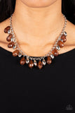 Summertime Tryst - Brown Necklace - Paparazzi Accessories Necklace Bedazzle Me Pretty Mobile Fashion Boutique