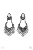 Summery Gardens - White Clip-On Earrings - Paparazzi Accessories Clip-On Earrings Bedazzle Me Pretty Mobile Fashion Boutique