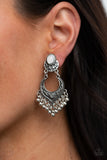 Summery Gardens - White Clip-On Earrings - Paparazzi Accessories Clip-On Earrings Bedazzle Me Pretty Mobile Fashion Boutique
