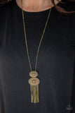 Sun Goddess - Brass Necklace - Paparazzi Accessories Necklace Bedazzle Me Pretty Mobile Fashion Boutique