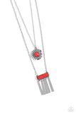 Sunburst Rustica - Red Necklace - Paparazzi Accessories Necklace Bedazzle Me Pretty Mobile Fashion Boutique
