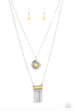 Sunburst Rustica - Yellow Necklace - Paparazzi Accessories Necklace Bedazzle Me Pretty Mobile Fashion Boutique