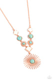 Sunburst Style - Copper Necklace - Paparazzi Accessories Necklace Bedazzle Me Pretty Mobile Fashion Boutique
