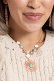 Sunburst Style - Copper Necklace - Paparazzi Accessories Necklace Bedazzle Me Pretty Mobile Fashion Boutique