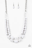 Sundae Shoppe - White Necklace - Paparazzi Accessories Necklace Bedazzle Me Pretty Mobile Fashion Boutique