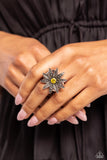Sunflower Season - Yellow Ring - Paparazzi Accessories Ring Bedazzle Me Pretty Mobile Fashion Boutique
