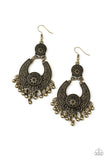Sunny Chimes - Brass Earrings - Paparazzi Accessories Earrings Bedazzle Me Pretty Mobile Fashion Boutique