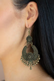 Sunny Chimes - Brass Earrings - Paparazzi Accessories Earrings Bedazzle Me Pretty Mobile Fashion Boutique