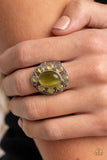 Sunny Solstice - Green Ring - Paparazzi Accessories Ring Bedazzle Me Pretty Mobile Fashion Boutique