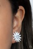 Sunshiny DAIS-y - White Post Earrings - Paparazzi Accessories Post Earrings Bedazzle Me Pretty Mobile Fashion Boutique