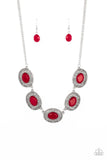 Sunshiny Shimmer - Red Necklace - Paparazzi Accessories Necklace Bedazzle Me Pretty Mobile Fashion Boutique